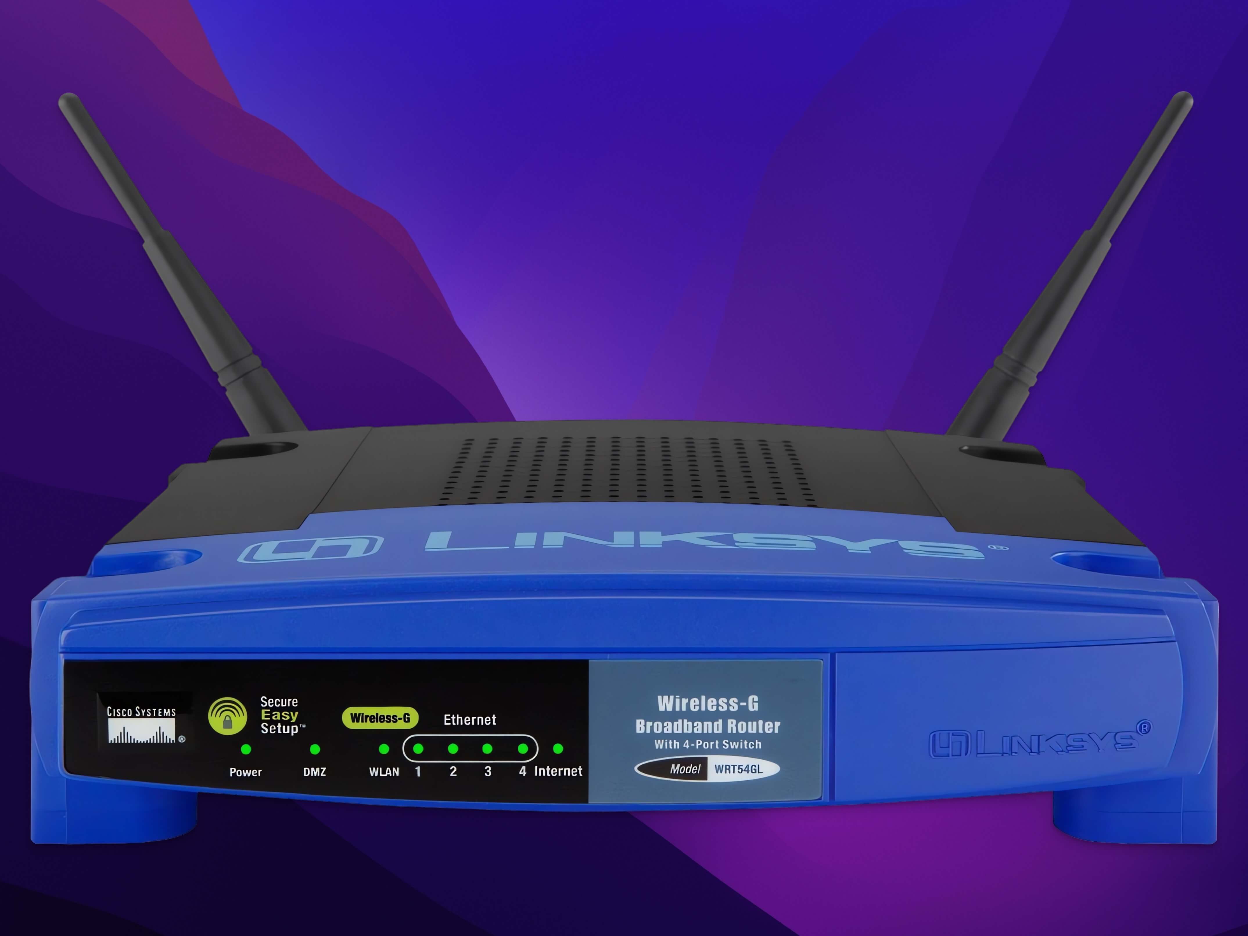 Linksys WRT54GL Router with antennas