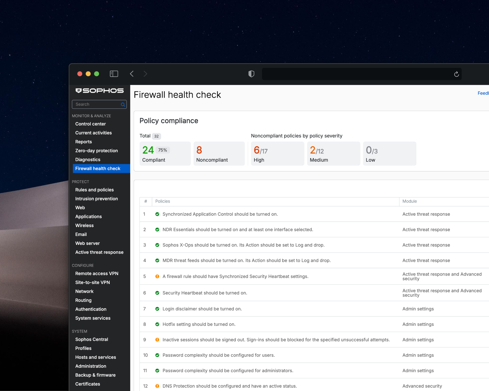 Sophos Firewall v22 Health Check - نظرة شاملة كاملة